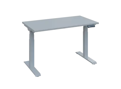 Fleximax 27-12 výškově nastavitelný stůl, kovová podnož stříbrná, deska 25 mm, široký 1200 mm, šedá